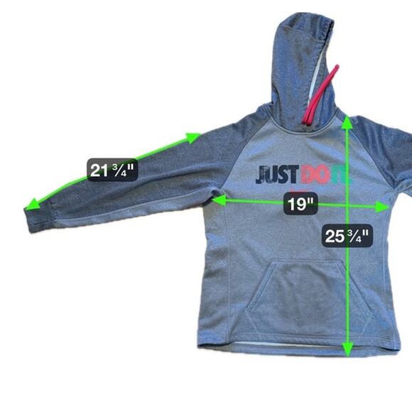 Nike Therma-Fit Men’s Gray Hoodie Just Do It Red Green Logo Medium Sweatshirt - Picture 10 of 10